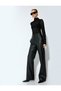 Women's Koton X Sibil Çetinkaya - Pocketed Loose Straight Leg Faux Leather Pants 5Wak40074Ew