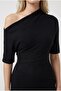 Women's Asymmetrical Collar Slit Knitwear Dress - 4