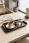 10 Pieces Tray 30 cm Plastic Serving Tray, Presentation Tray Coffee Tray-30 cm X 15 Cm-Brown