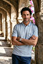 Men's Polo Collar Short Sleeve Classic Fit Buttoned Pocket Combed Cotton Blue T-Shirt Classic Fit - 5302