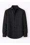 Black Color Long Sleeve Linen Shirt