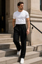 Xcedy Premium Men's High Waist Pleated Baggy Pants Casual Wide Cut Draped C358 Black - 5