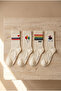 Printed pack of 4 ecru socks
