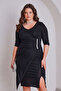 Double-Breasted Collar Evening Dress with Stone Details - 2