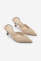 Women's Stiletto Pointed Toe Hand Knitted Classic Heeled Shoes with Elastic Back Arfes Beige - 5