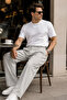 Xcedy Premium Men's High Waist Pleated Baggy Pants Comfortable Wide Cut Flowy C358 Stone - 7