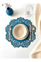 Blue Suede Fabric Round Charger American Service Set 6 Pieces 35x35cm - 3