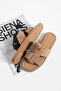 Udera Women's Genuine Leather Slippers Camel Suede - 4