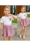Girl's Sequin Tutu Skirt Barbii Skirt 2-Piece Girl's Skirt Set Pink Skirt Sequin Skirt - 3