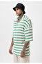 Oversize Striped Zippered Collar Knitwear T-Shirt - 3