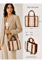 Women's Belt Detailed Linen Cross Hand and Shoulder Bag
