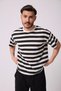 Men's Crew Neck Short Sleeve Oversized Mold Striped T-Shirt - 2