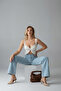 Women's Square Patterned B. Blue Palazzo Jeans - 4