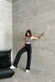 Women's High Waist Loose Palazzo Black Denim Trousers - 6