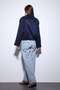 Navy Blue Suede Look Bomber Women's Coat - 5