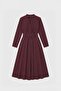 Burgundy 100% Lyocell Belted Women's Dress