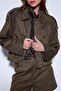 Khaki Suede Look Bomber Women's Coat - 7