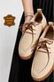 Beige Genuine Leather Women's Casual Shoes Lace-Up Orthopedic Comfortable Sole Casual Vdz03001 - 2