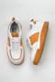 White Orange Leather Women's Sports Shoes 01Wz10401