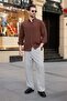 Brown Basic 100% Cotton Long Sleeve Men's Shirt E6761 - 6