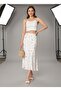 Floral Pattern Viscose Satin Fabric Verev Midi Skirt - Pink Floral - 6