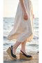 High Wooden Look Sole Skin Buckle Summer Women's Wedge Sole Sandals Shoes - 6