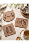 3-Piece Wooden Pot Pan Teapot Saucer Trivet Set