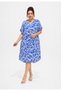 Women's Plus Size Patterned V-Neck Cotton Viscose Oversize Loose Cut Midi Dress