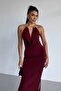 Metal Accessory Detailed Open Back Slit Maxi Length Women's Evening Dress - 7