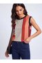 Women's Burgundy Color Block Sleeveless Patterned Blouse – Sense Fit |   Light Weaving |   City Energy - 3