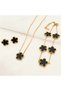 Dark Grey 3-Piece Set of Plum Blossom Five-Leaf Flower Necklace Bracelet Women's Gift Jewelry Set fo