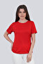 Viscose Draped T-Shirt-Red