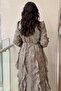 Self-Patterned Ruffled Evening Dress - 5