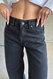 Women's Oversize Wide Leg Baggy Black Denim Trousers - 5