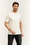 Men's Short Sleeve Slim Fit Short Length Woven Fabric White T-Shirt - 3