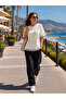 Women's O.Y.S Fabric Crew Neck Lace Detailed Oversize Blouse Tunic - 3