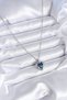 Women's Stainless Steel Silver Zircon Stone Blue Heart Necklace - 6
