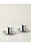 Orvin Porcelain 4 Piece Coffee Cup Set for 2 People 90 ml Silver