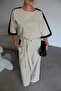 Contrast Striped T-Shirt and Pants Premium Linen Set - 2