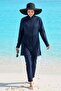 Closed Full Zipper Dark Navy Blue Hijab Swimsuit 6269A