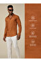 The Desert Warmth Rust Lyocell Linen Shirt with Earthy Softness, Comfort Fit - 4