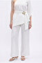 High Waist Pleated Wide Leg Trousers Ecru - 4