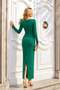 Double-Breasted Collar Midi Dress with Back Slit 581845 Green - 4