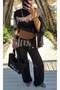 Chiffon Cape Blouse Pants Set Beachwear - 4