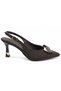 Feles Buckle Detailed Open Back Stiletto Heeled Women's Shoes Brown - 6