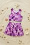 Girl's Purple Pleated Shorts with Skirt - Crop Bottom - Top Set - 6