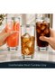 Long Tumbler Glass Set 380ml Silver Rim Water Juice Glasses 3 PCS TU2104 - 5