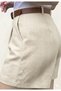 Una Fiaba, Natural Color Women's High Waist Leather Belted Pleated Shorts - 9