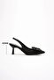 Black Bowknot Kitten Heel Slingback Women's Shoes Tr08Ms24A - 5
