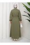 Khaki Green Hijab Dress - 6